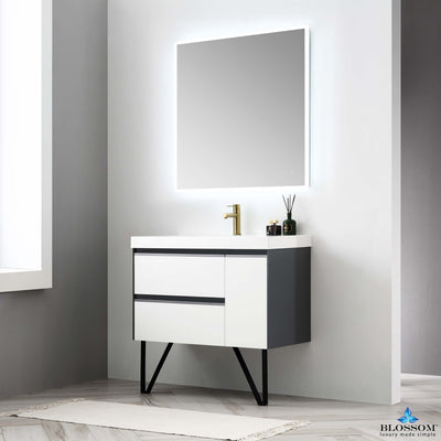 Berlin – 36 Inch Vanity – Glossy White & Glossy Grey  - Shop at Home Craft Studio - 4