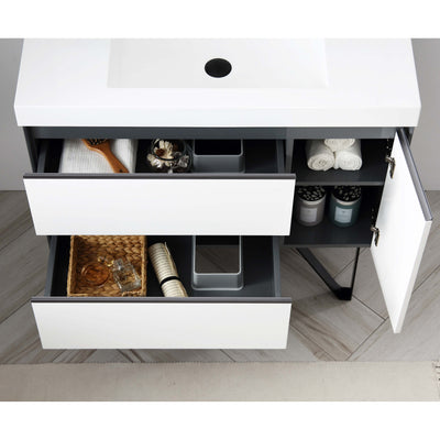 Berlin – 36 Inch Vanity – Glossy White & Glossy Grey  - Shop at Home Craft Studio - 5