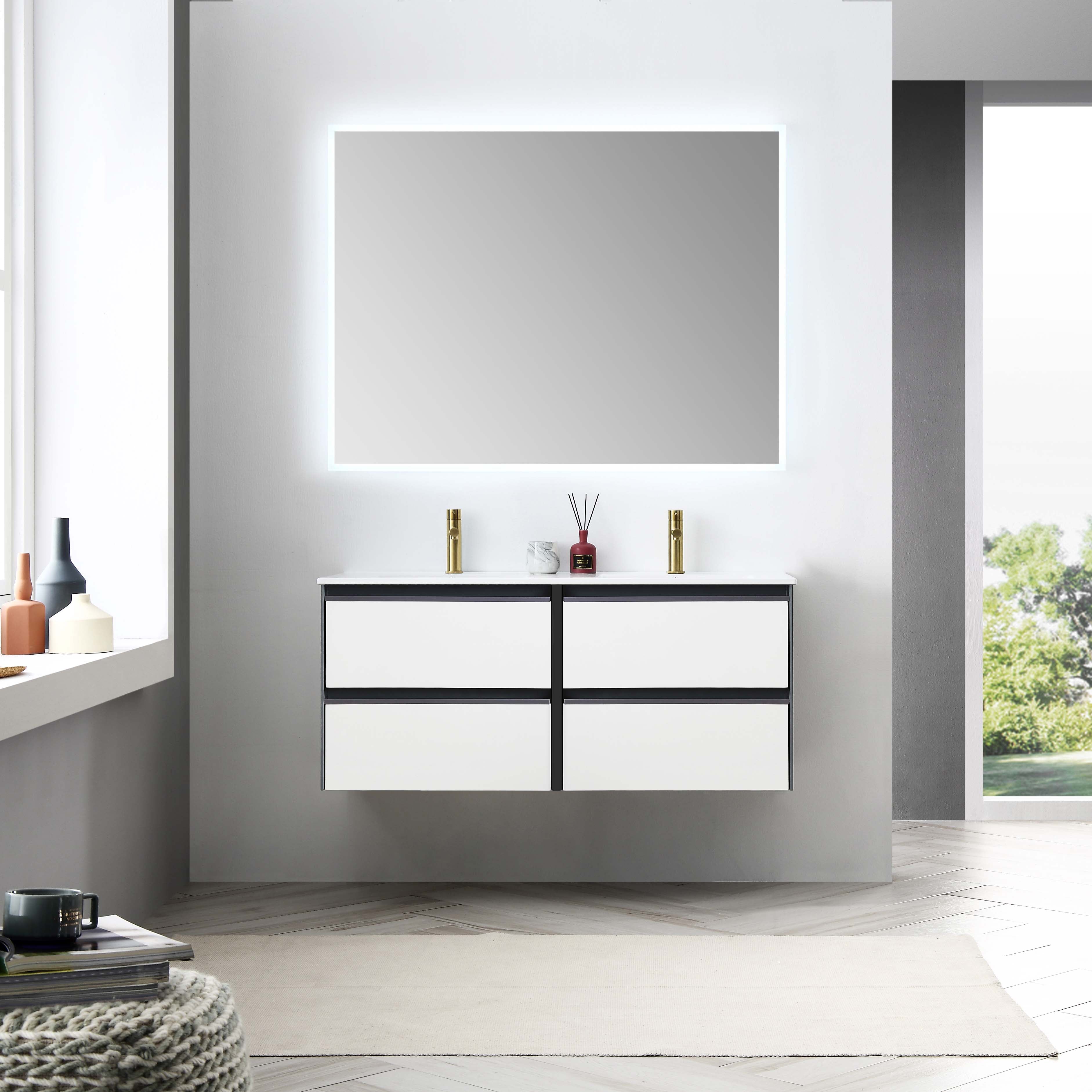 Berlin – 48 Inch Vanity – Glossy White & Glossy Grey  - Shop at Home Craft Studio - 1