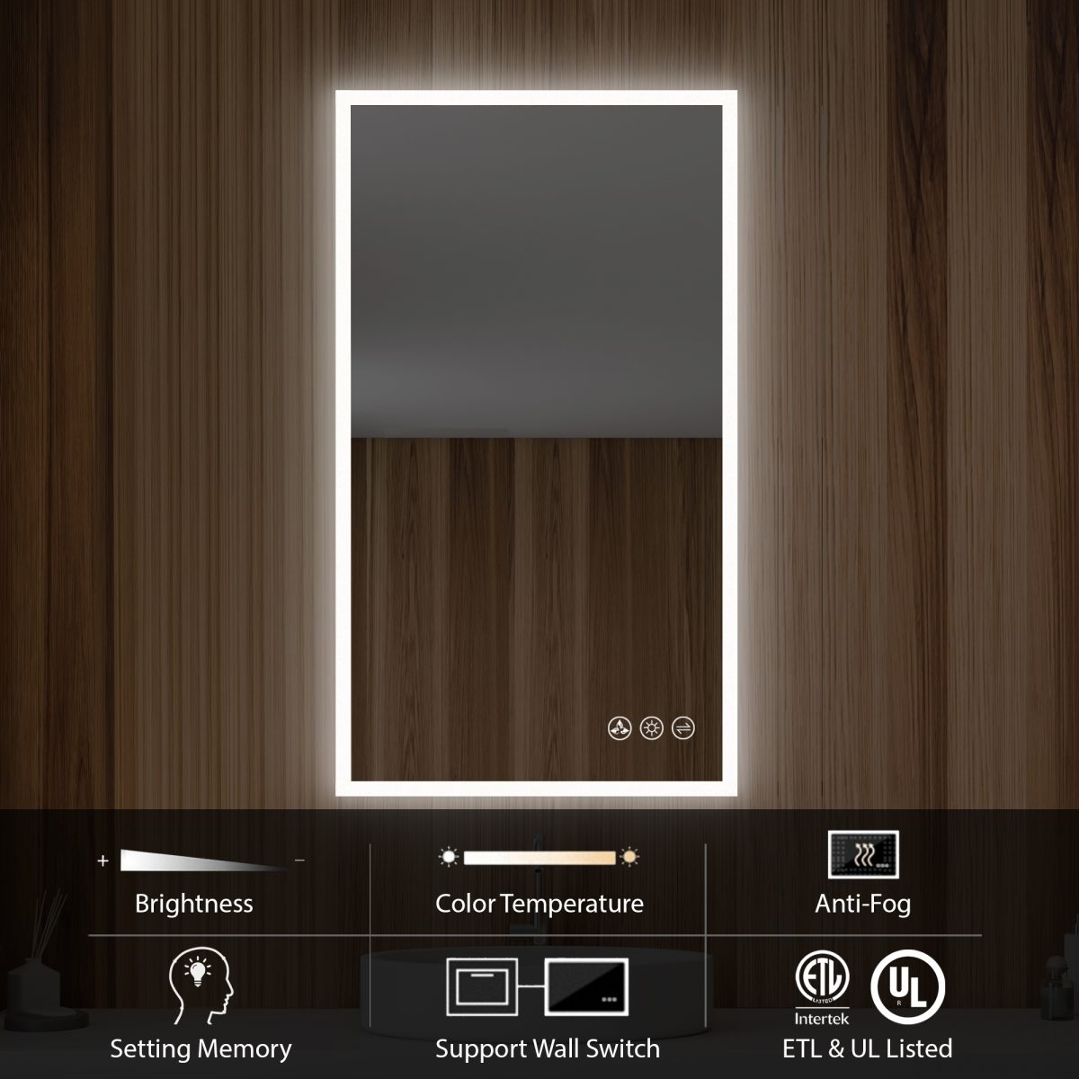Beta 21″x36″ LED Mirror with Frosted Sides  - Shop at Home Craft Studio - 3