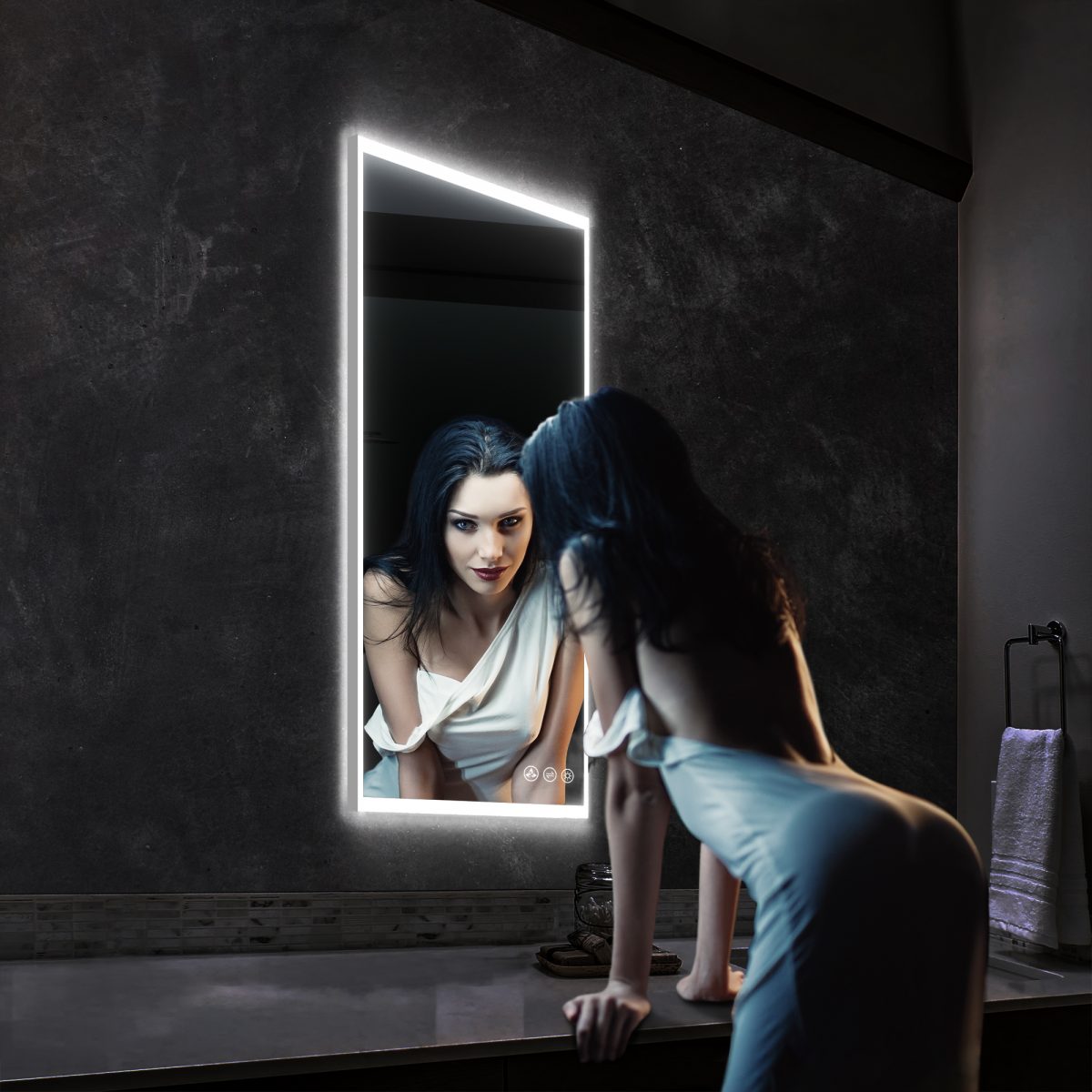 Beta 21″x36″ LED Mirror with Frosted Sides  - Shop at Home Craft Studio - 10