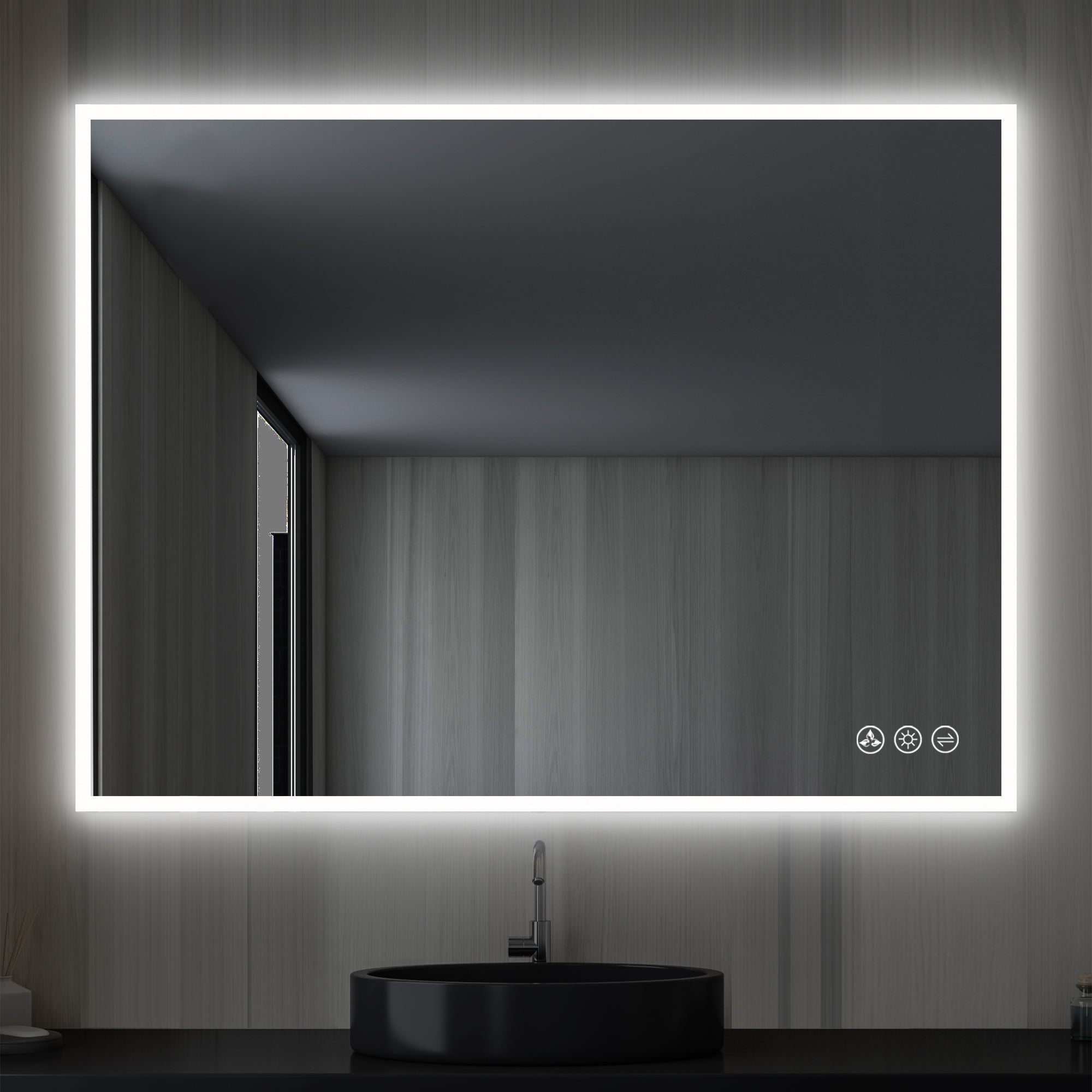 Beta 48″x36″ LED Mirror with Frosted Sides  - Shop at Home Craft Studio - 1