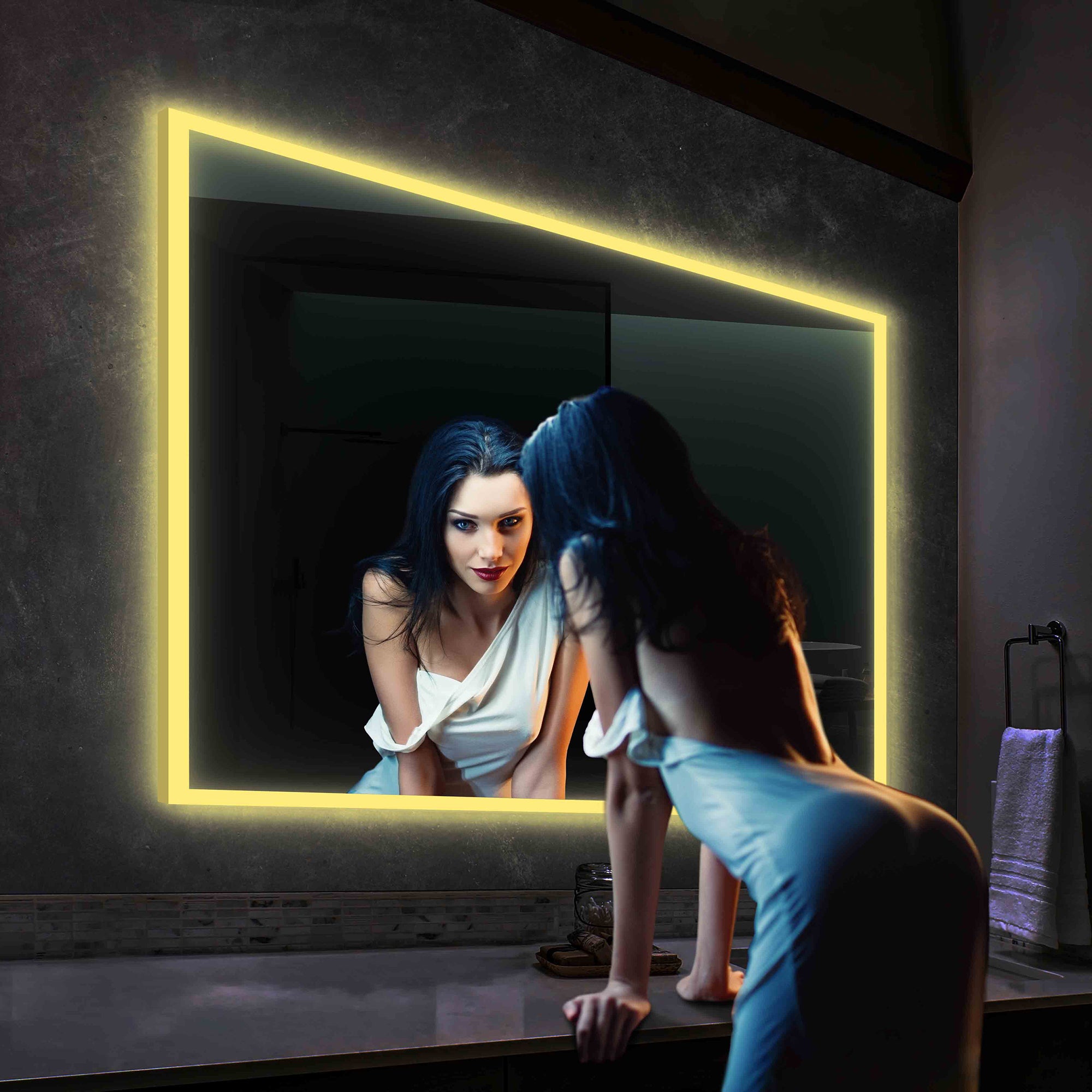 Beta 48″x36″ LED Mirror with Frosted Sides  - Shop at Home Craft Studio - 12