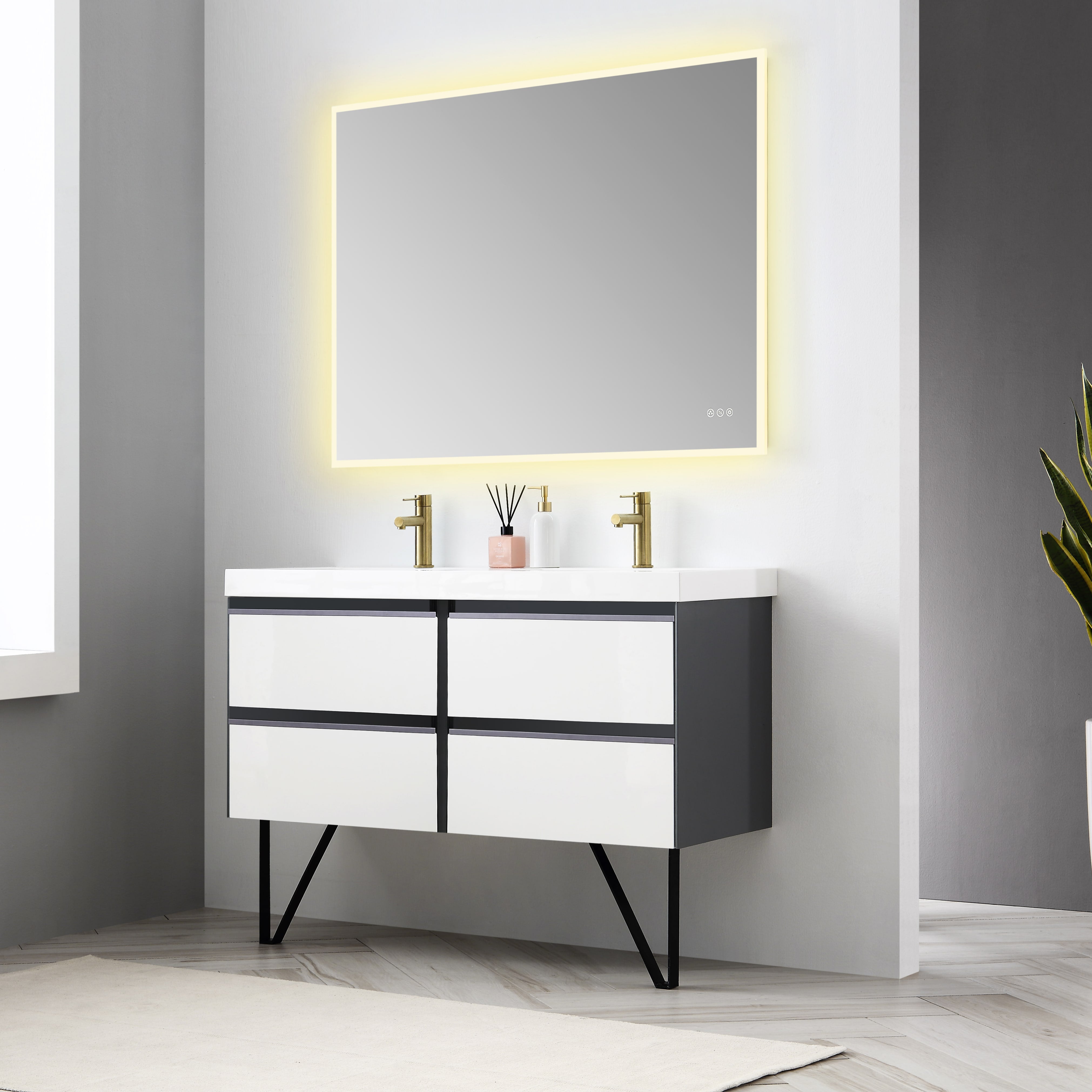 Beta 48″x36″ LED Mirror with Frosted Sides  - Shop at Home Craft Studio - 14