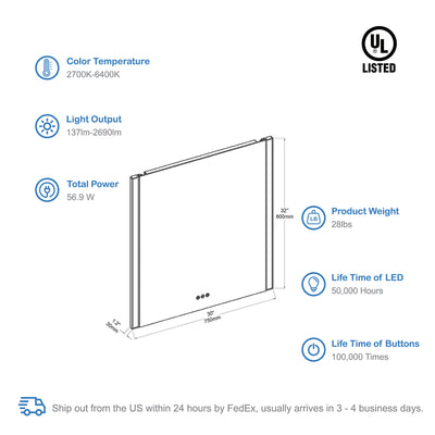 Binary 30″ LED Mirror  - Shop at Home Craft Studio - 4