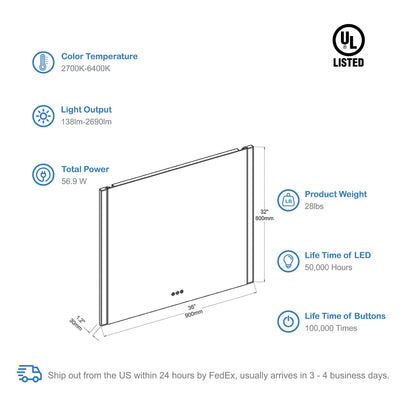 Binary 36″ LED Mirror  - Shop at Home Craft Studio - 7