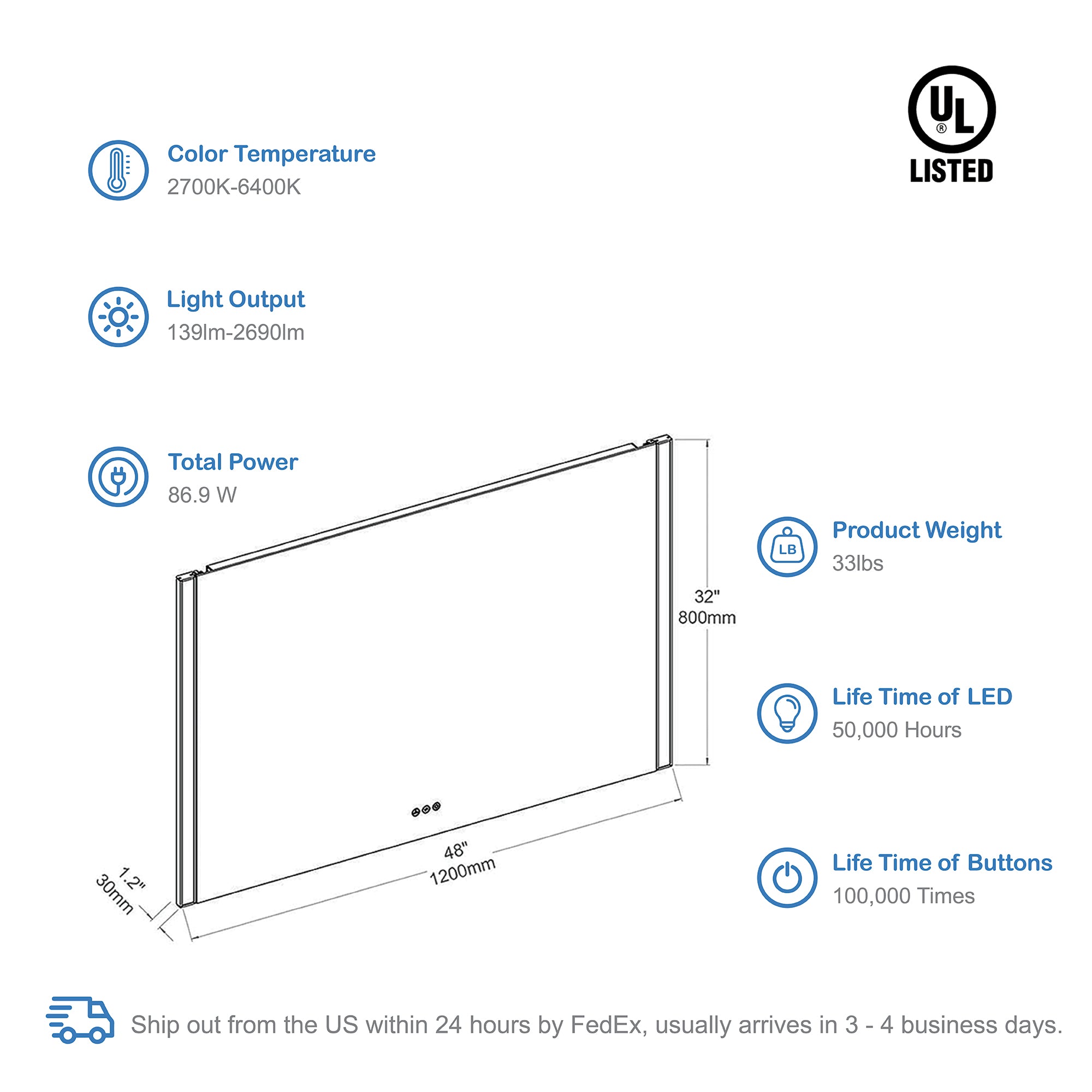 Binary 48″ LED Mirror  - Shop at Home Craft Studio - 5