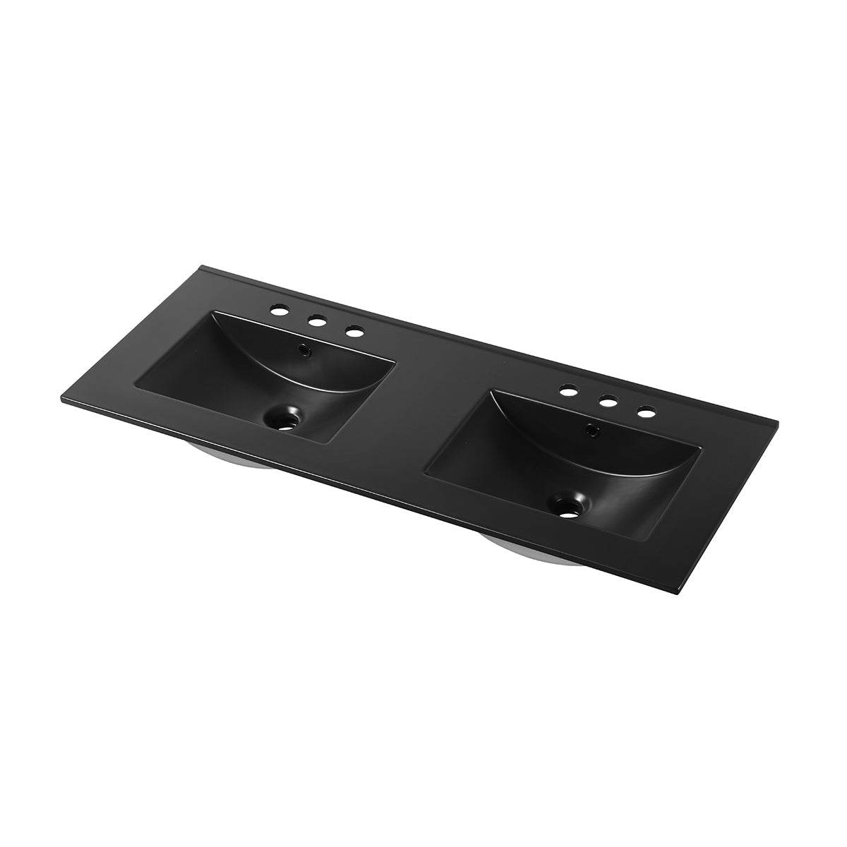 Ceramic Basin 48″ X 18″ Top-Mount Rectangular Double Three holes – 8” Spread – Matte Black – C04 4818 DTH MB  - Shop at Home Craft Studio - 1