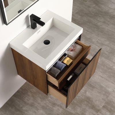 Lille – 24 Inch Vanity – Brown Walnut Strip  - Shop at Home Craft Studio - 2