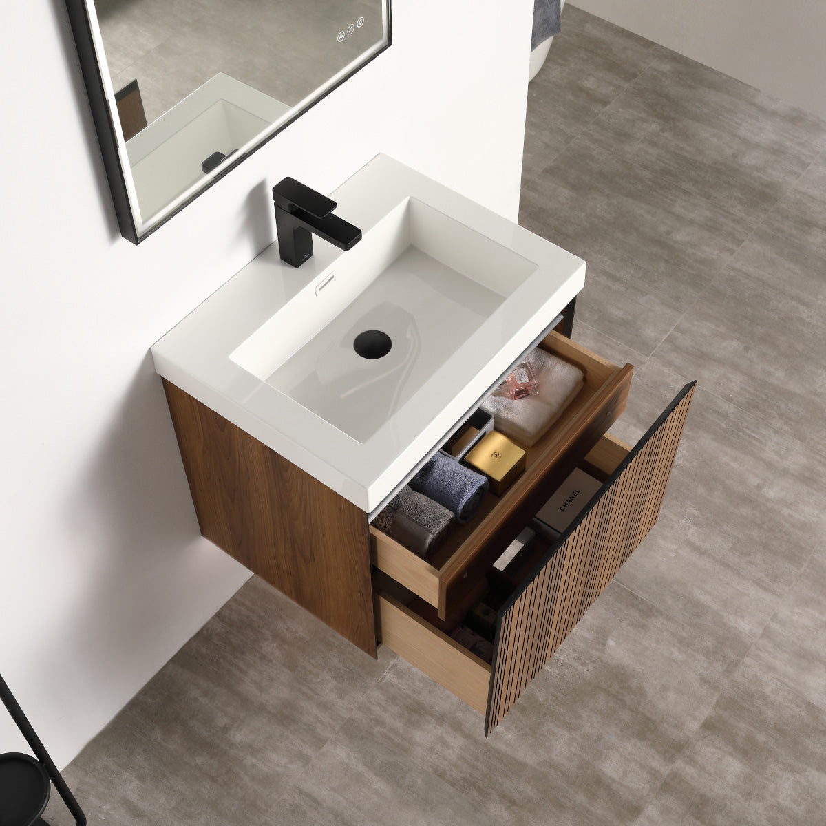 Lille – 24 Inch Vanity – Brown Walnut Strip  - Shop at Home Craft Studio - 13