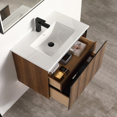 Lille – 30 Inch Vanity – Brown Walnut Strip  - Shop at Home Craft Studio - 2