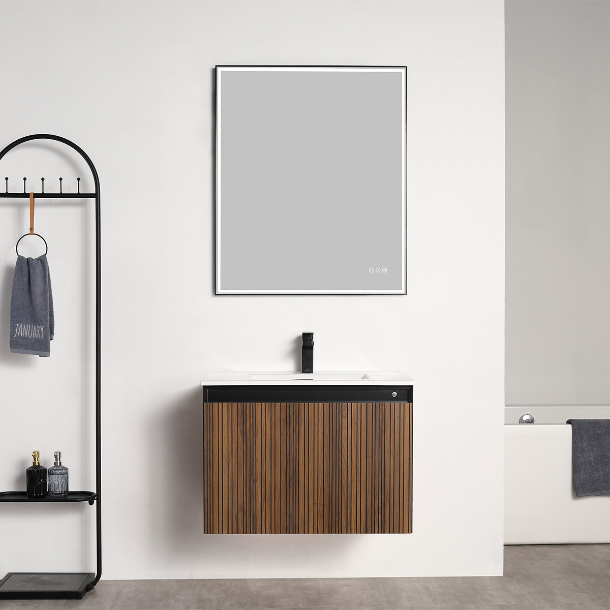 Lille – 30 Inch Vanity – Brown Walnut Strip  - Shop at Home Craft Studio - 3