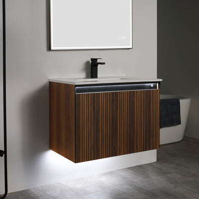 Lille – 30 Inch Vanity – Brown Walnut Strip  - Shop at Home Craft Studio - 6
