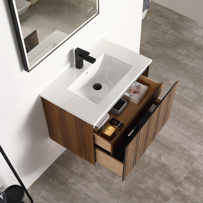 Lille – 30 Inch Vanity – Brown Walnut Strip  - Shop at Home Craft Studio - 10