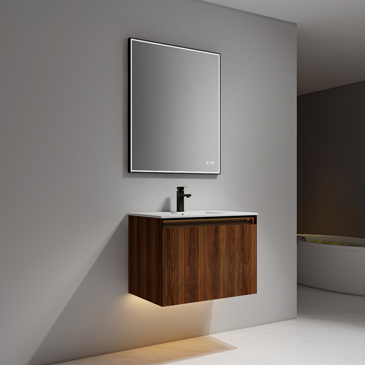 Lille – 30 Inch Vanity – Brown Walnut Strip  - Shop at Home Craft Studio - 11