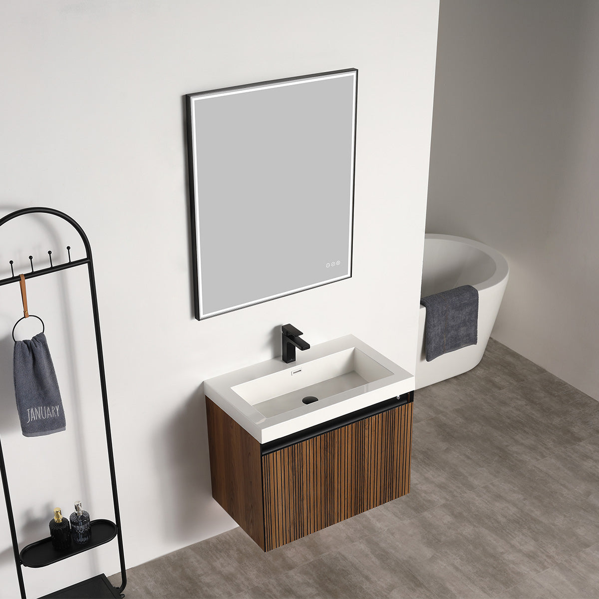 Lille – 30 Inch Vanity – Brown Walnut Strip  - Shop at Home Craft Studio - 14