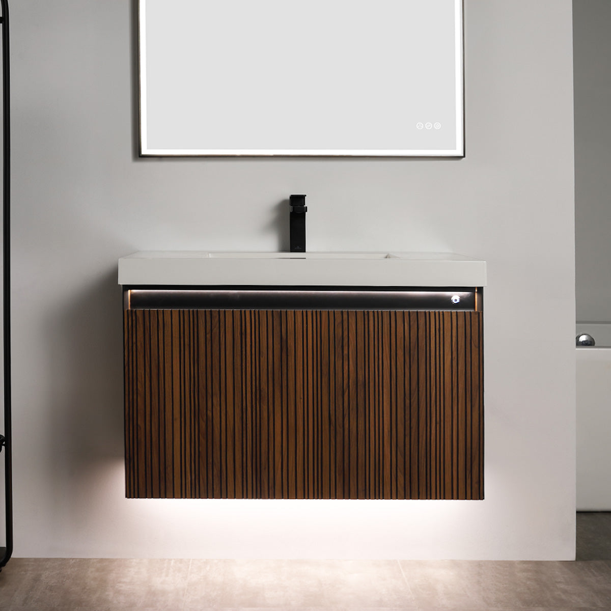 Lille – 36 Inch Vanity – Brown Walnut Strip  - Shop at Home Craft Studio - 13