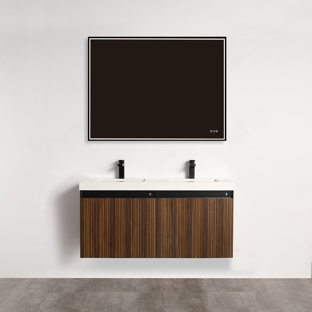 Lille – 48 Inch Double Vanity – Brown Walnut Strip  - Shop at Home Craft Studio - 1