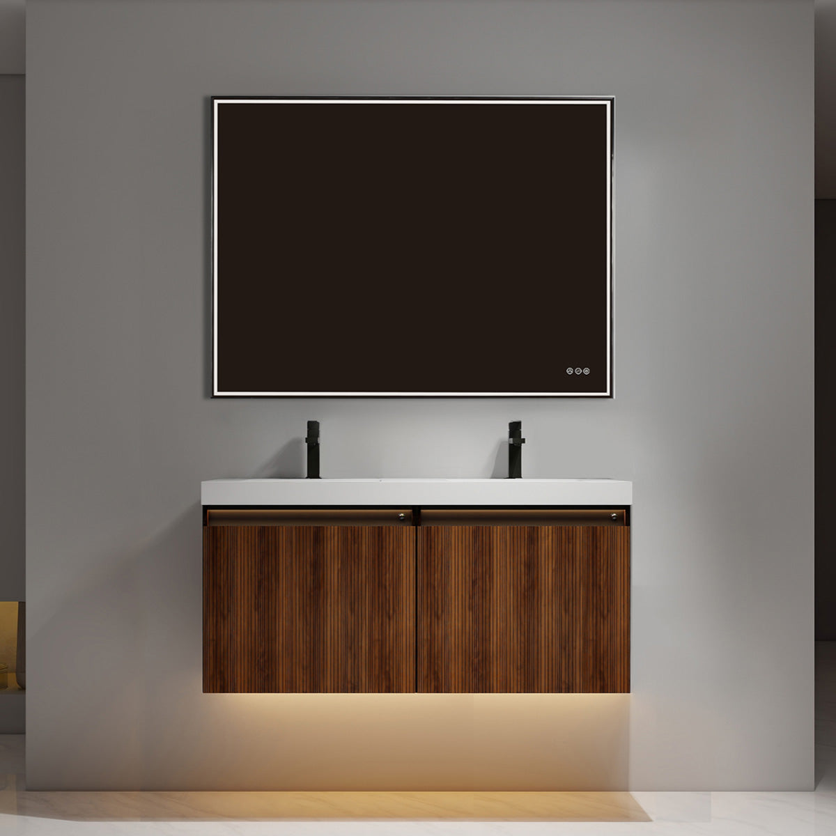 Lille – 48 Inch Double Vanity – Brown Walnut Strip  - Shop at Home Craft Studio - 6