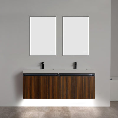 Lille – 60 Inch Double Vanity – Brown Walnut Strip  - Shop at Home Craft Studio - 7