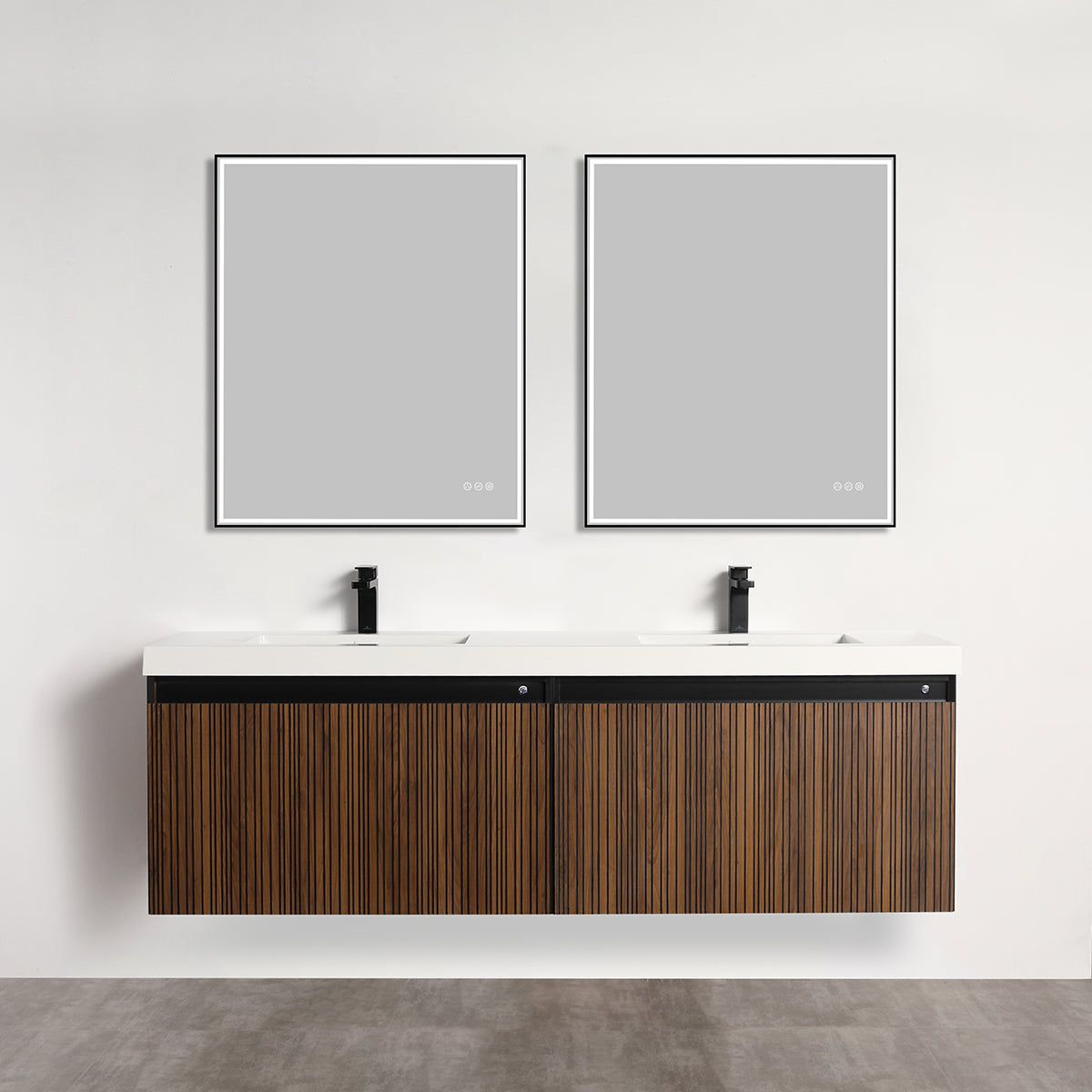 Lille – 72 Inch Double Vanity – Brown Walnut Strip  - Shop at Home Craft Studio - 1