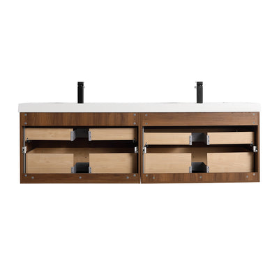 Lille – 72 Inch Double Vanity – Brown Walnut Strip  - Shop at Home Craft Studio - 11