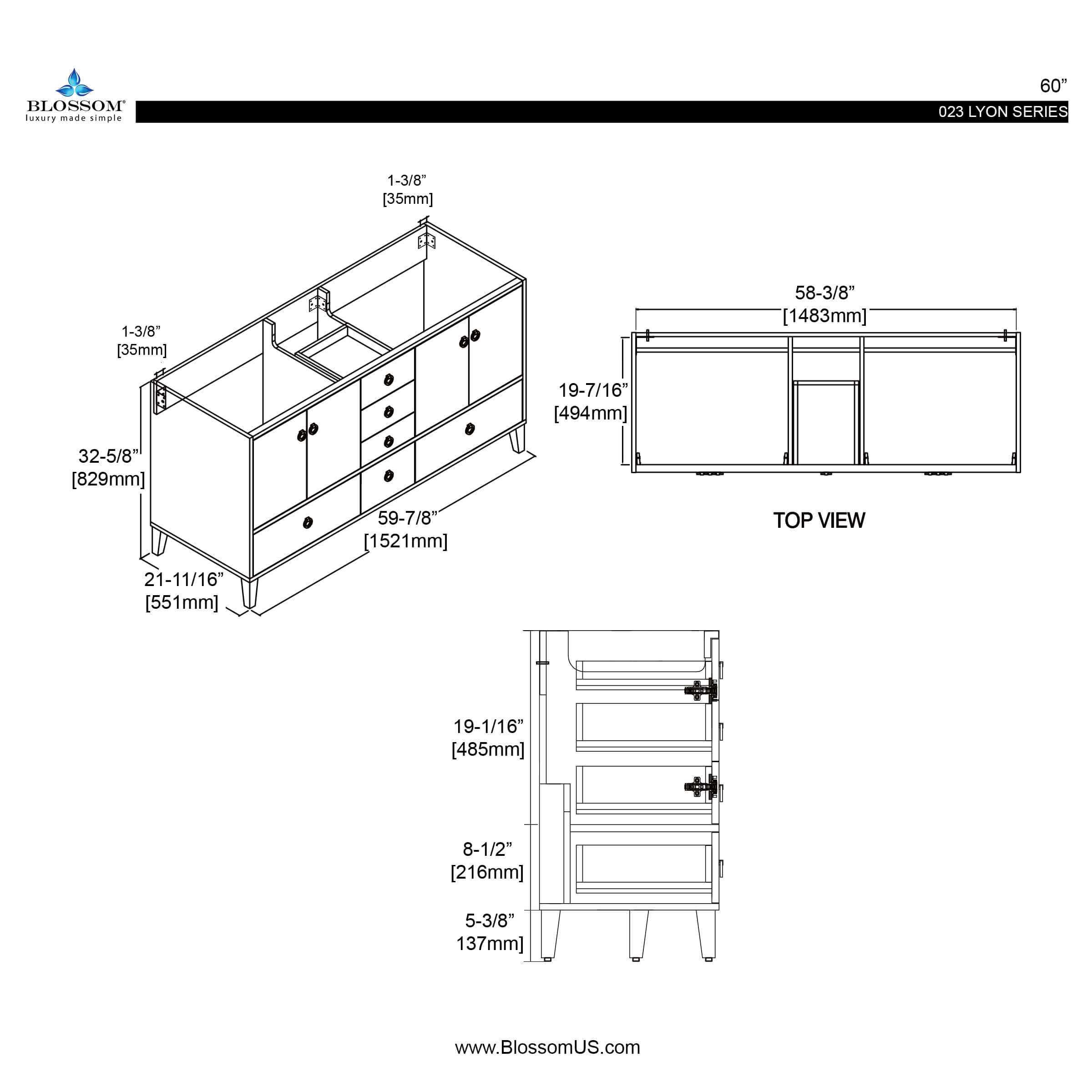 Lyon 60 Inch Vanity  - Shop at Home Craft Studio - 5
