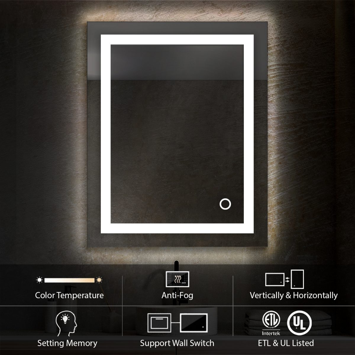 Lyra 24 x 30 Inch LED Mirror  - Shop at Home Craft Studio - 3