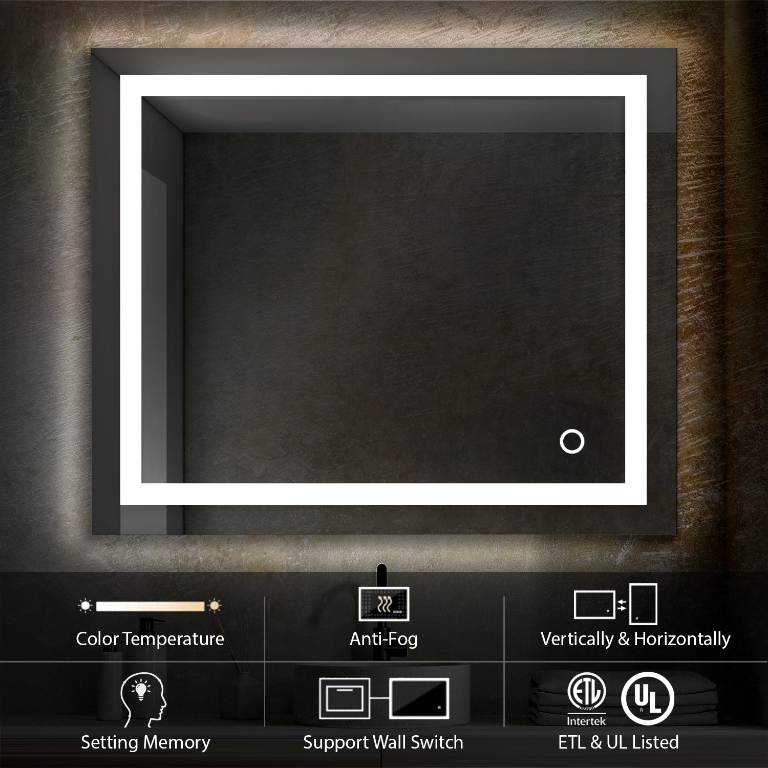 Lyra 36 x 30 Inch LED Mirror  - Shop at Home Craft Studio - 3