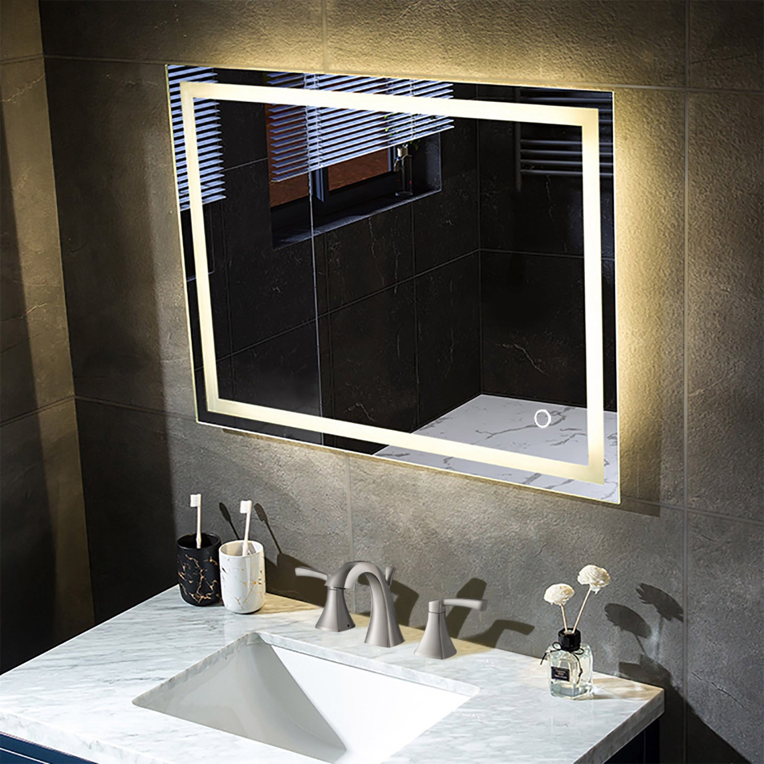 Lyra 36 x 30 Inch LED Mirror  - Shop at Home Craft Studio - 16