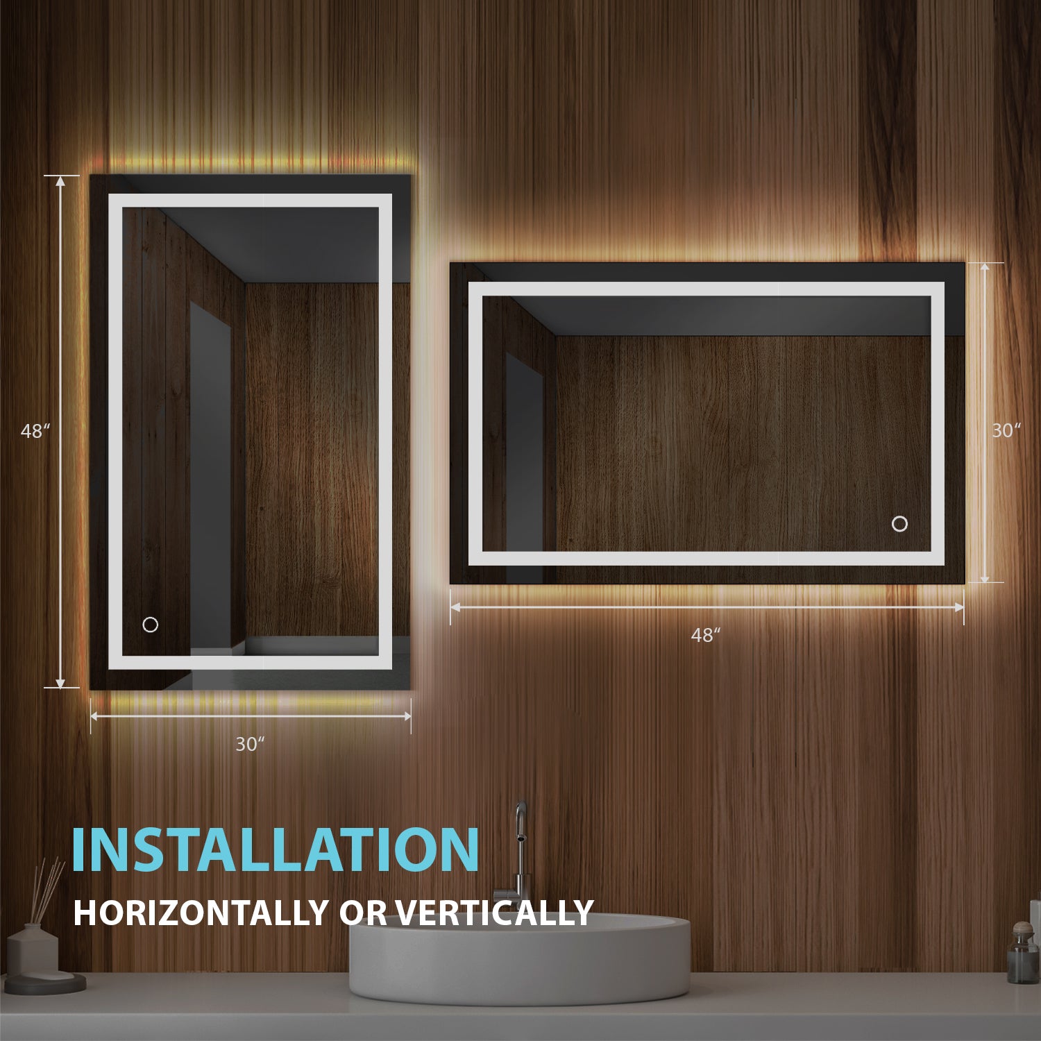 Lyra 48 x 30 Inch LED Mirror  - Shop at Home Craft Studio - 4