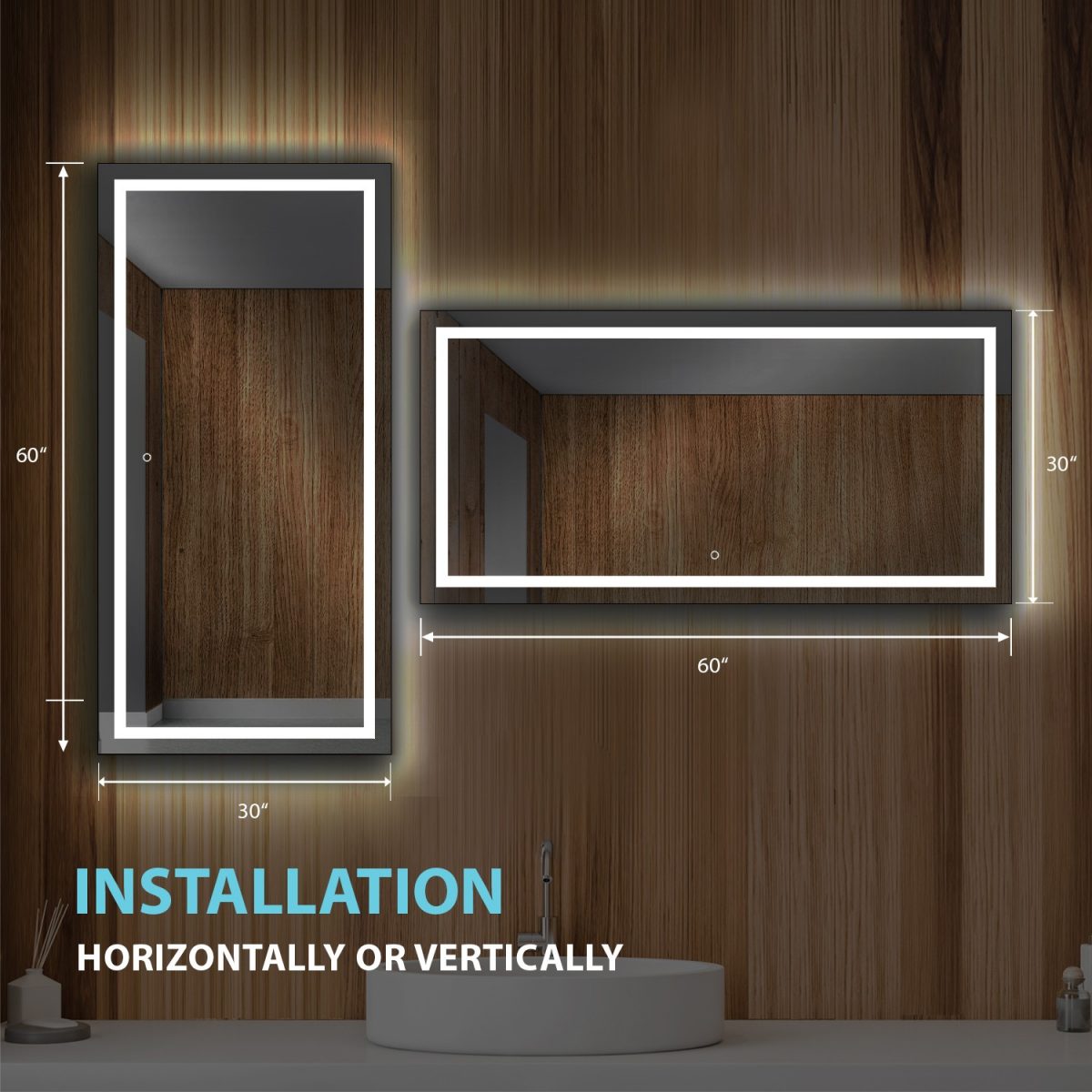 Lyra 60 x 30 Inch LED Mirror  - Shop at Home Craft Studio - 3
