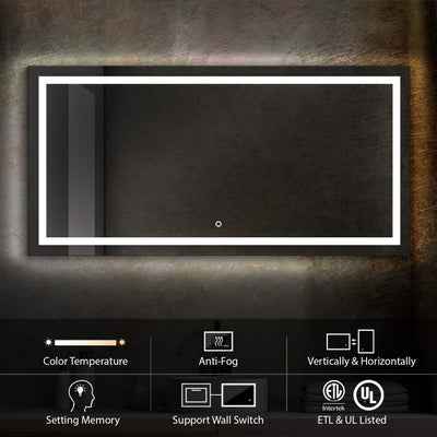 Lyra 60 x 30 Inch LED Mirror  - Shop at Home Craft Studio - 4