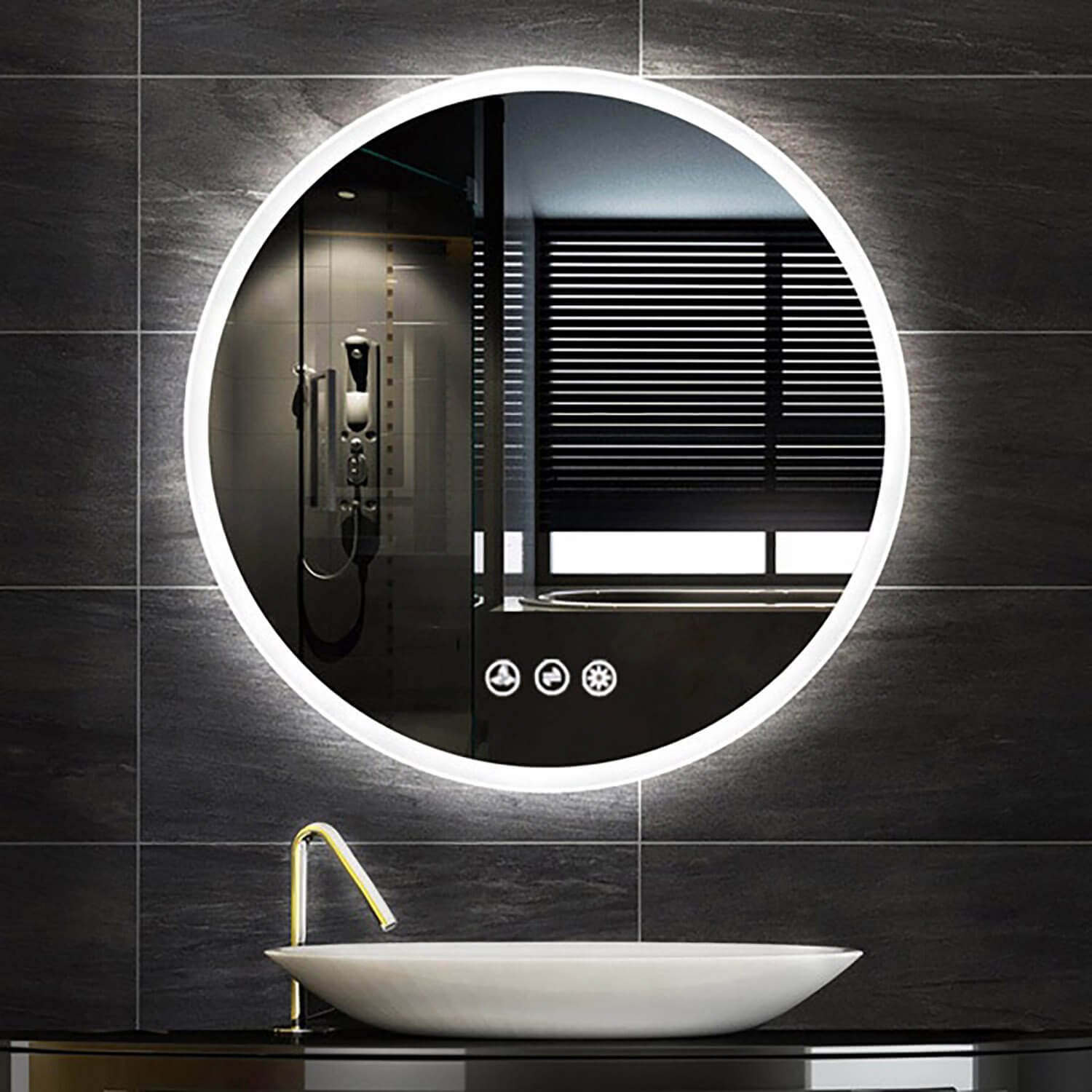 Orion 24″ Round LED Mirror with Frosted Side  - Shop at Home Craft Studio - 11