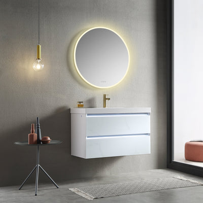 Orion 24″ Round LED Mirror with Frosted Side  - Shop at Home Craft Studio - 20