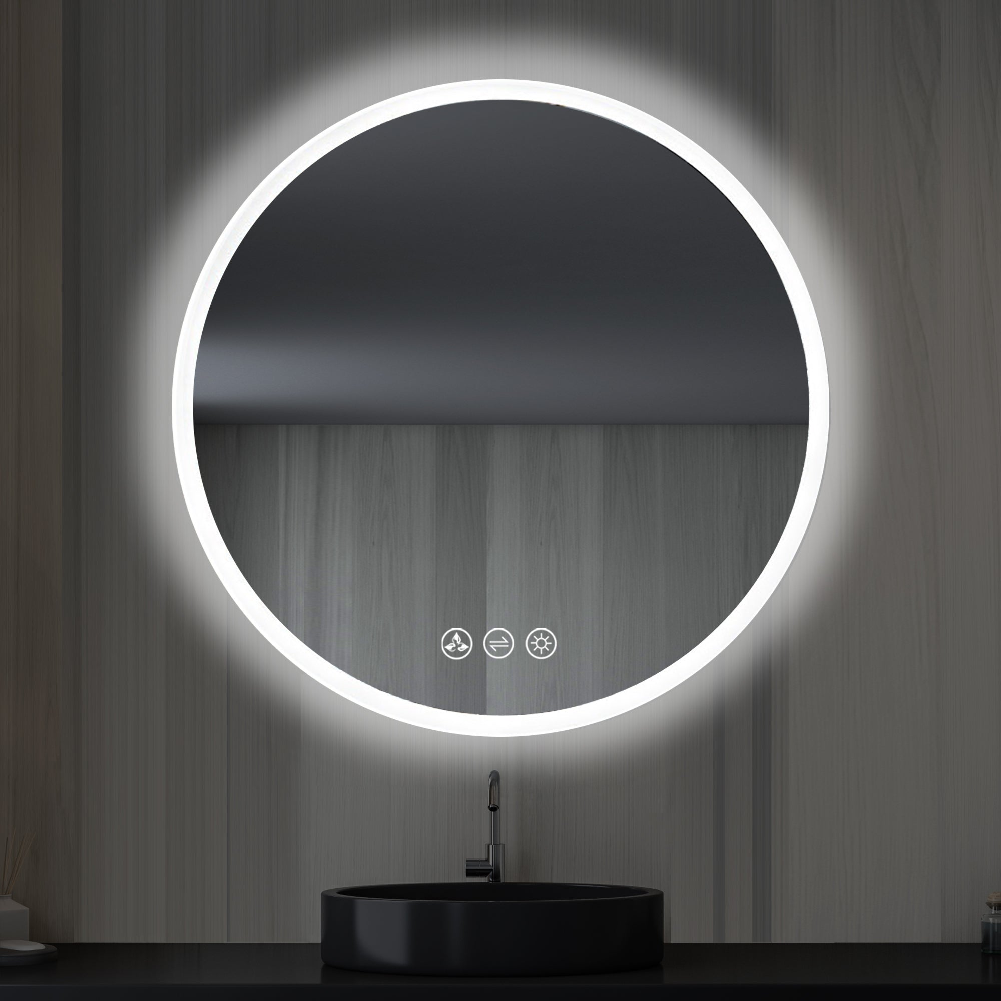 Orion 32″ Round LED Mirror with Frosted Side  - Shop at Home Craft Studio - 1