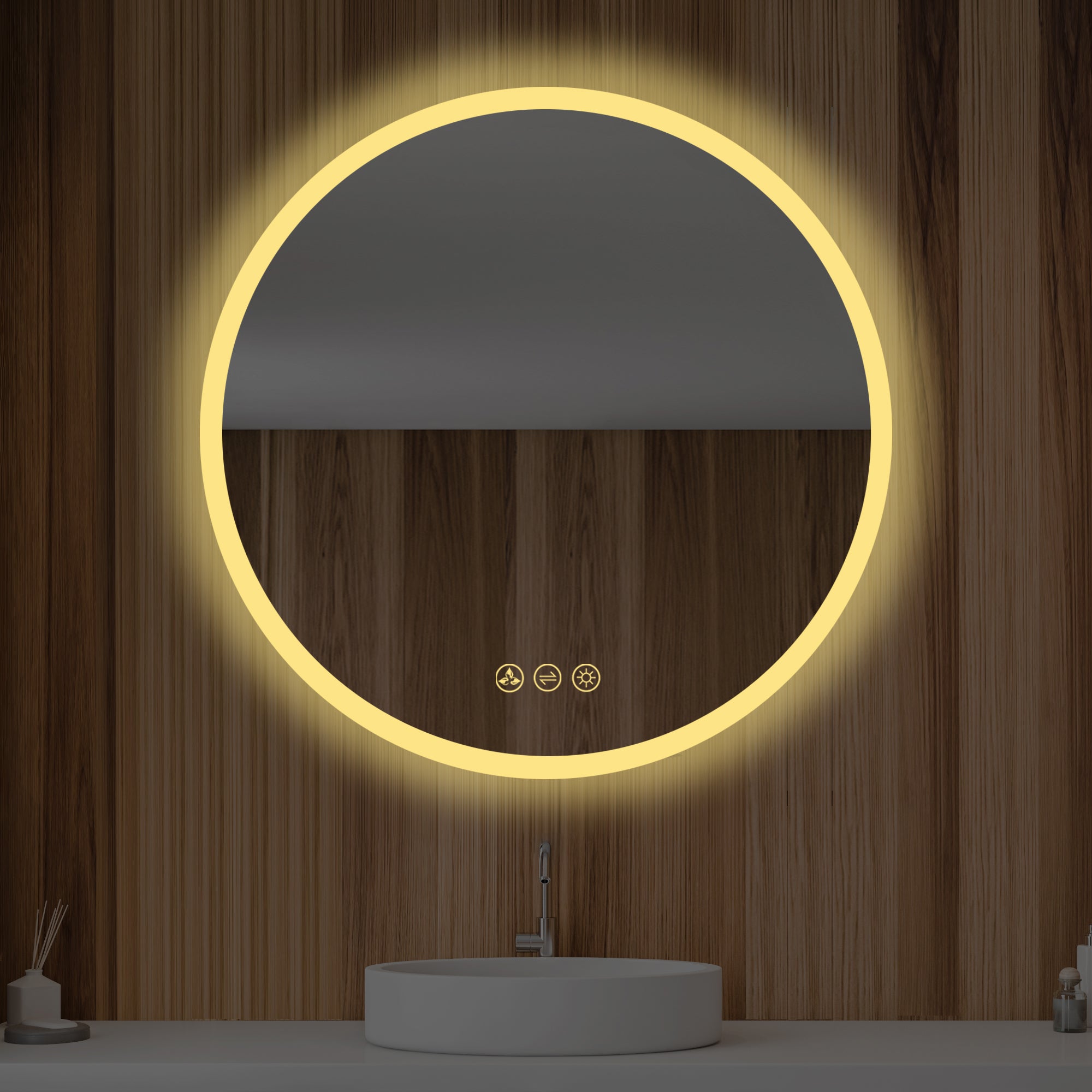 Orion 32″ Round LED Mirror with Frosted Side  - Shop at Home Craft Studio - 5