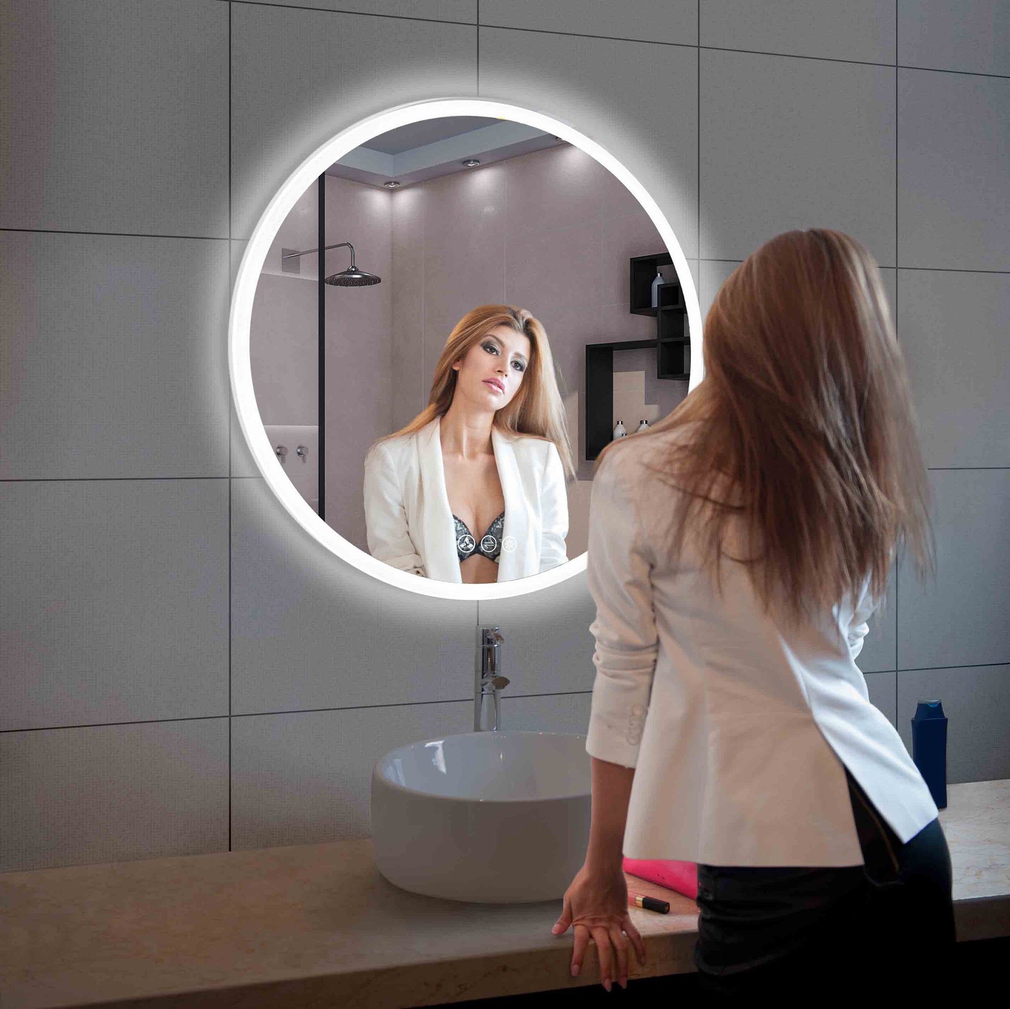 Orion 32″ Round LED Mirror with Frosted Side  - Shop at Home Craft Studio - 7