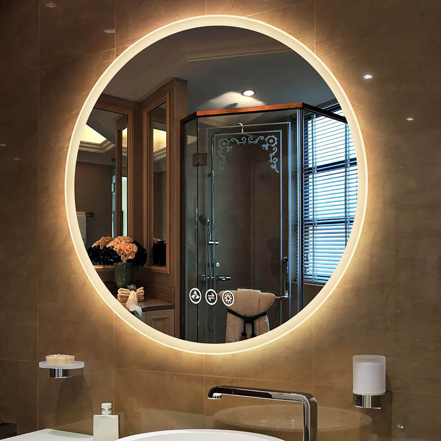 Orion 32″ Round LED Mirror with Frosted Side  - Shop at Home Craft Studio - 13
