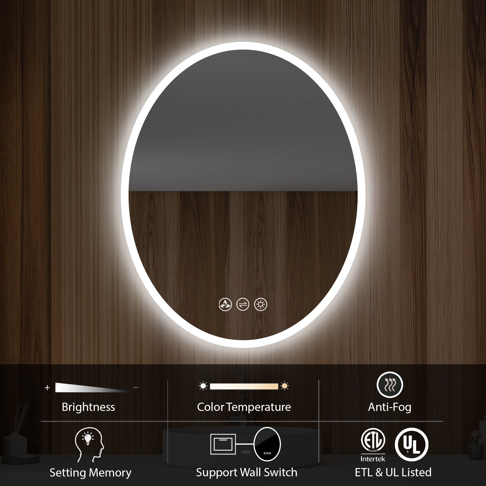 Oval 20 Inch Oval LED Mirror  - Shop at Home Craft Studio - 3