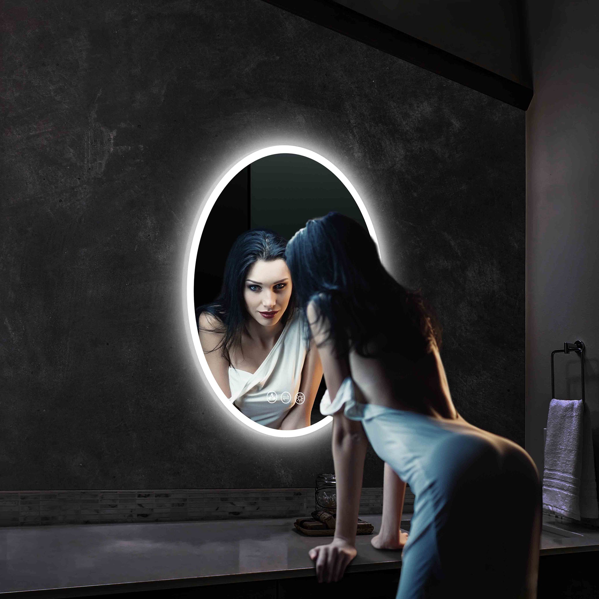 Oval 20 Inch Oval LED Mirror  - Shop at Home Craft Studio - 10