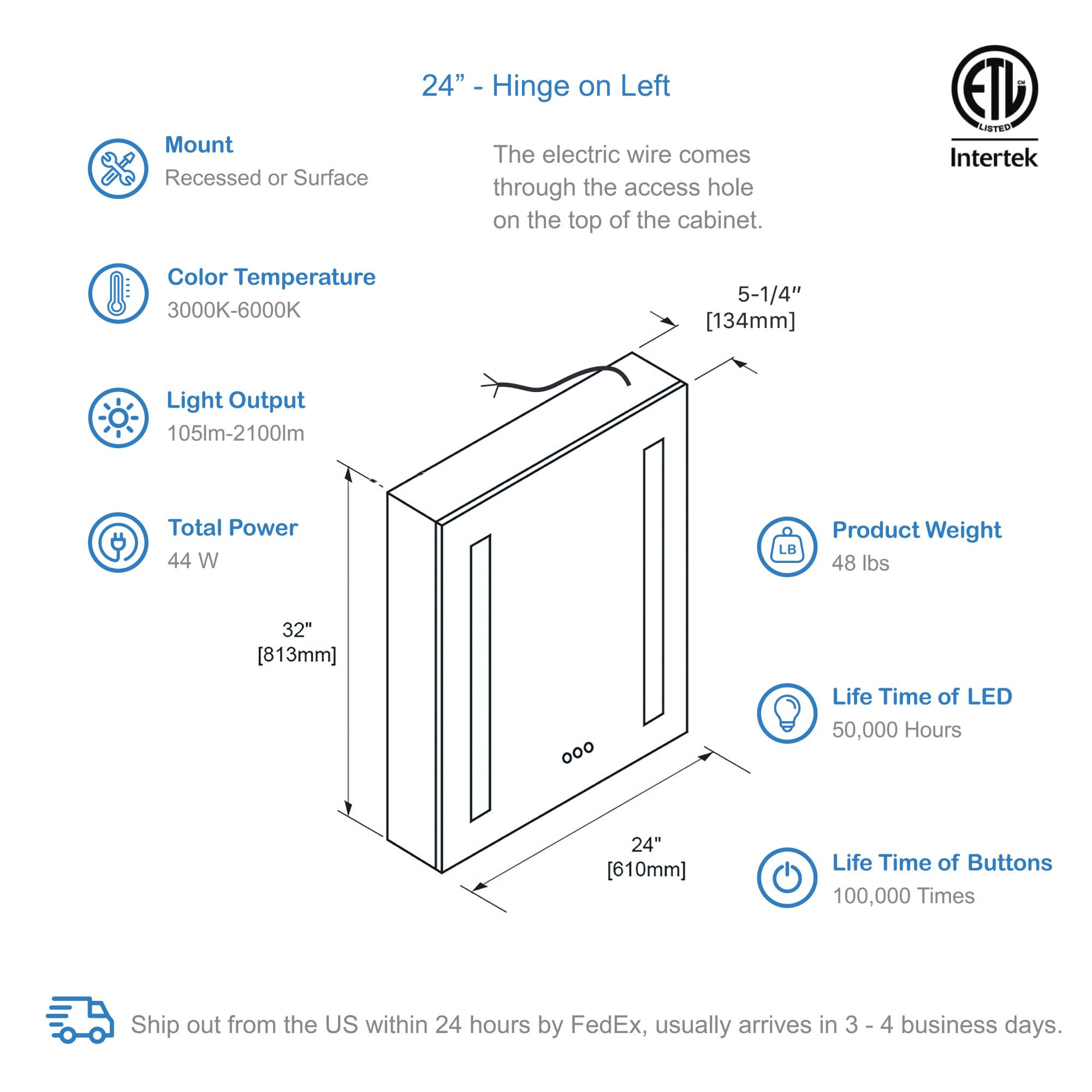 Pillar – 24 Inches LED Medicine Cabinet  - Shop at Home Craft Studio - 3