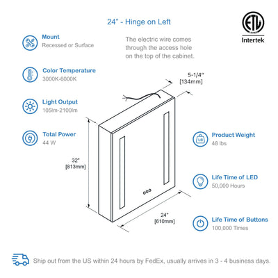 Pillar – 24 Inches LED Medicine Cabinet  - Shop at Home Craft Studio - 3
