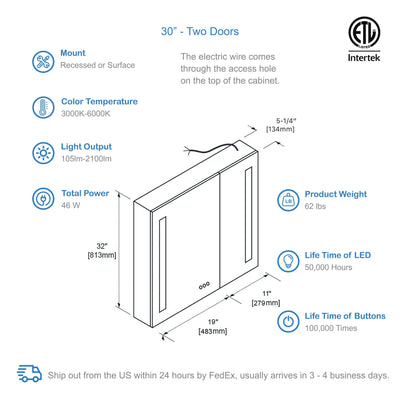 Pillar – 30 Inches LED Medicine Cabinet  - Shop at Home Craft Studio - 4