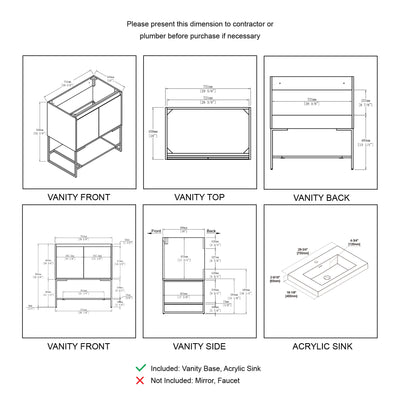 Porto 30″ Combo: Vanity with Acrylic Sink  - Shop at Home Craft Studio - 5