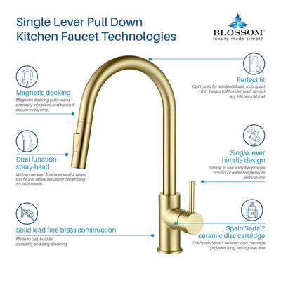 Single Handle Pull Down Kitchen Faucet – F01 206  - Shop at Home Craft Studio - 4
