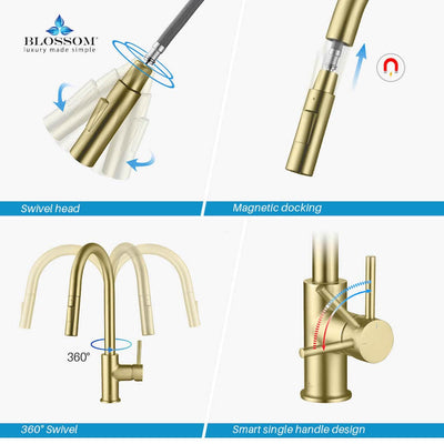 Single Handle Pull Down Kitchen Faucet – F01 206  - Shop at Home Craft Studio - 5