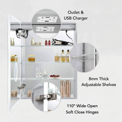 Sirius – 20 Inches LED Medicine Cabinet with Clock  - Shop at Home Craft Studio - 3