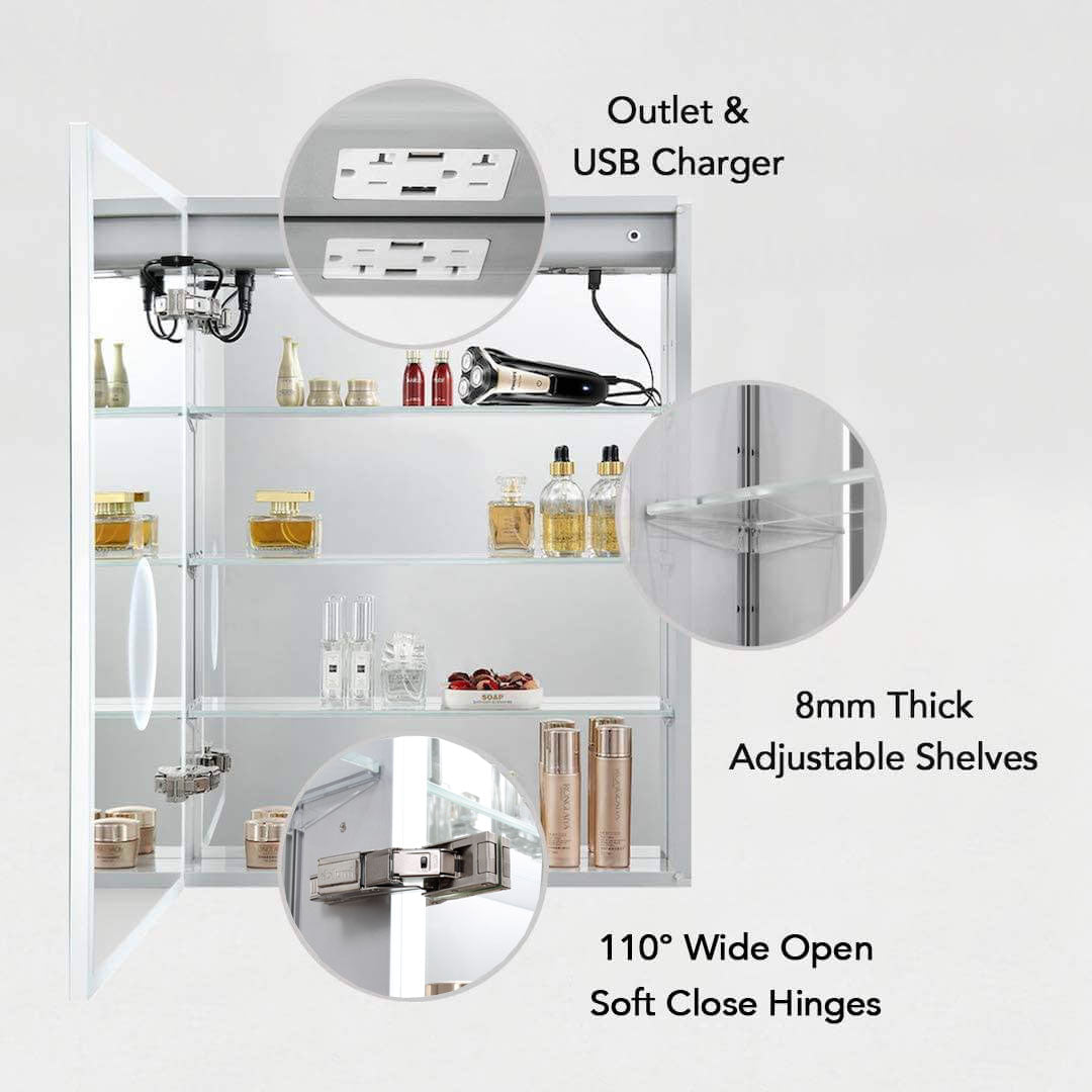 Sirius – 24 Inches LED Medicine Cabinet with Clock  - Shop at Home Craft Studio - 3