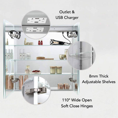 Sirius – 30 Inches LED Medicine Cabinet with Clock  - Shop at Home Craft Studio - 2
